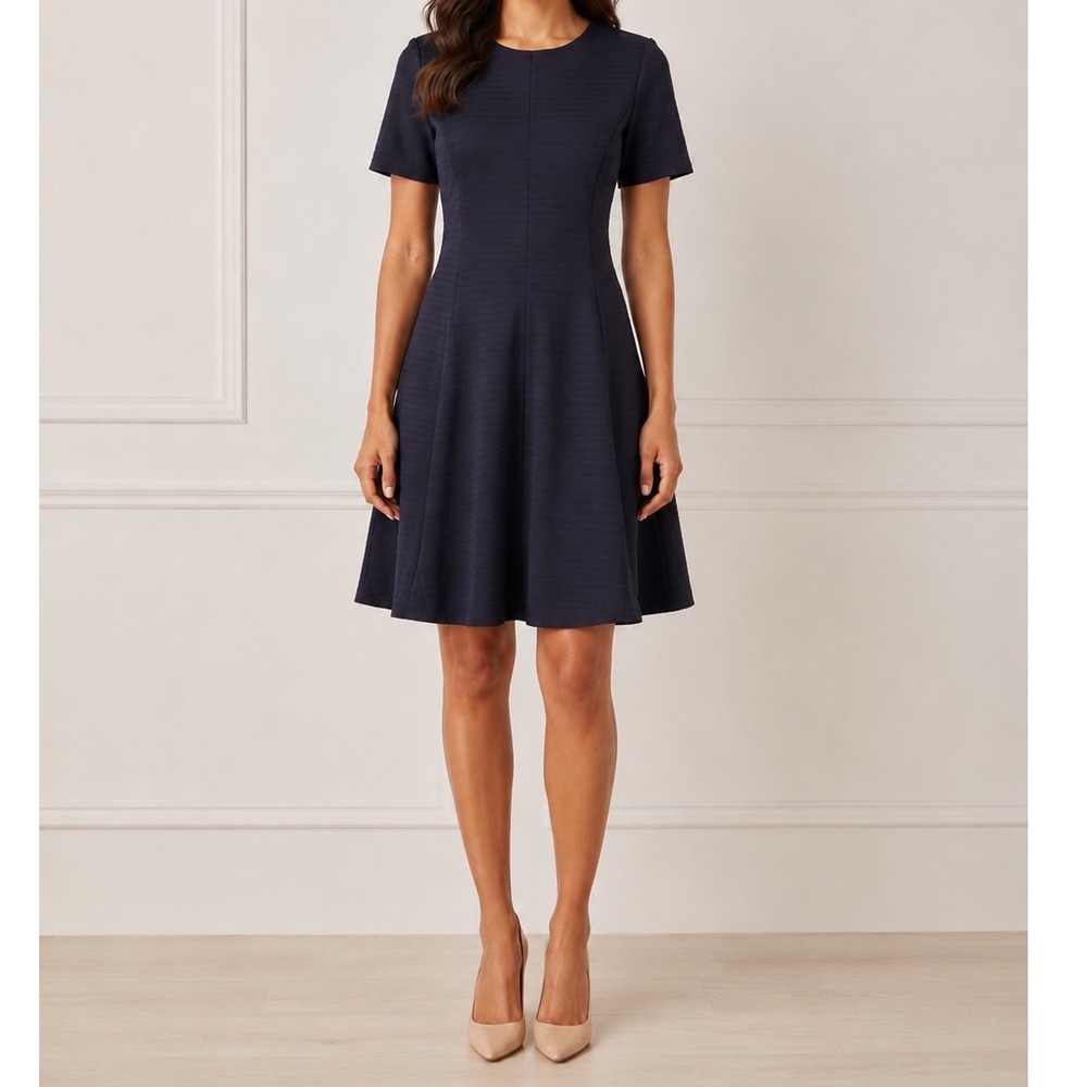 Hutch Black Ribbed Fit and Flare Dress Large Short Sleeve